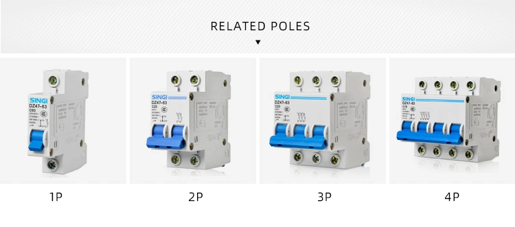 6ka CE Certified C Type 50/60Hz AC Miniature Circuit Breaker MCB